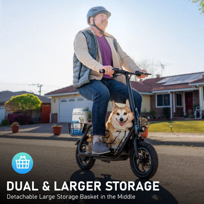 Athletgo C1S 550W 18.6MPH Speed Upto 25 Miles Electric Scooter with Seat and Baskets, Black/Red
