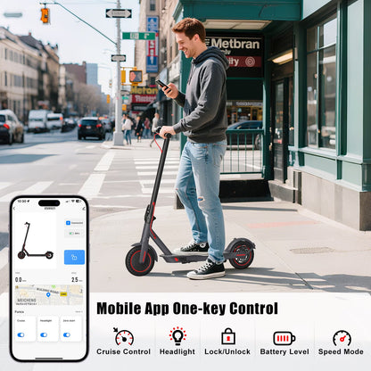 OBX 350W Electric Scooter for Adults, 18MPH & 12-16 Miles Range, 8.5" Solid Tires, Foldable Commuting E-Scooter with APP Control & Brake System