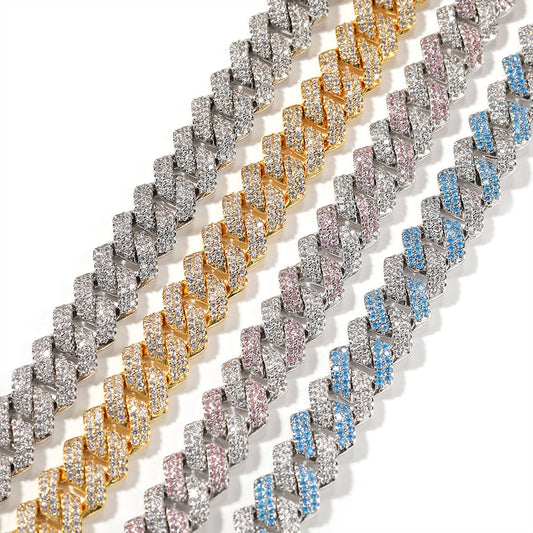 Hip-hop bar-style Cuban zircon-encrusted necklace