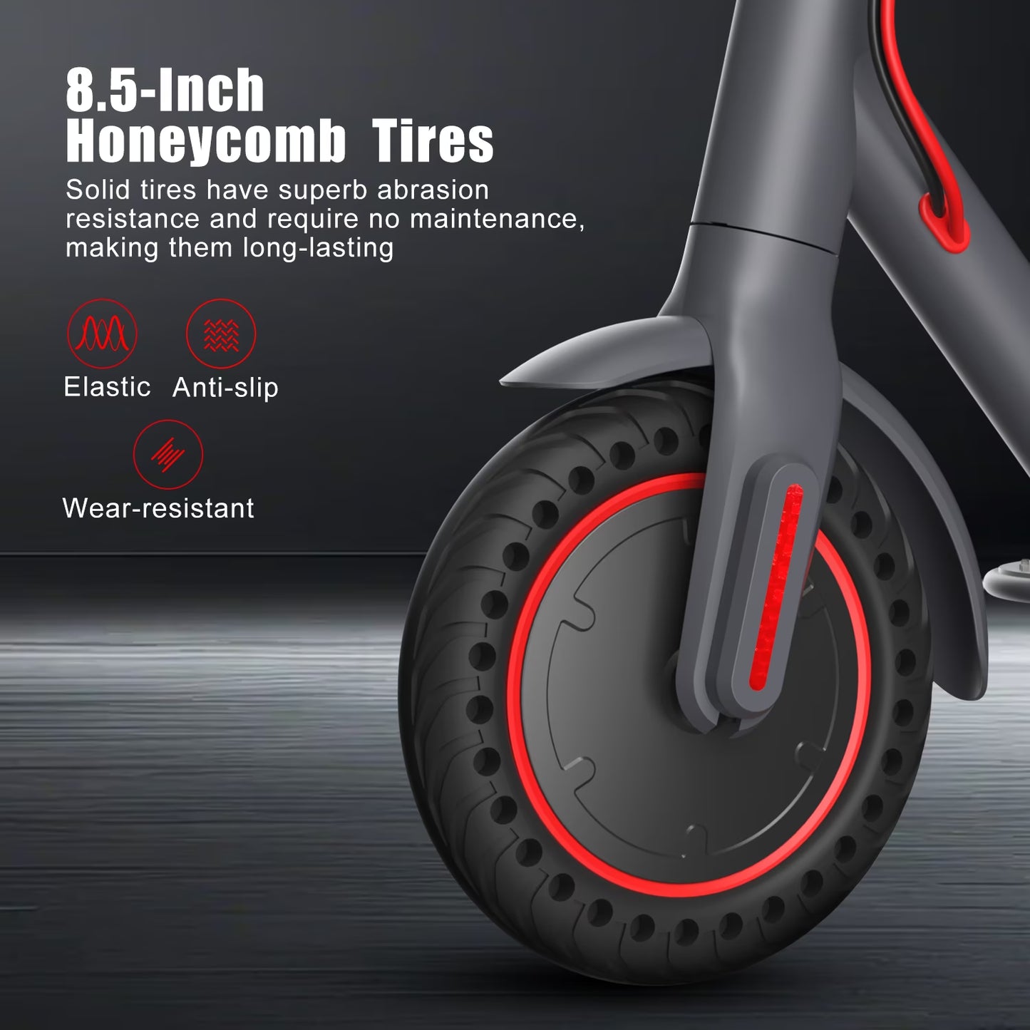 OBX 350W Electric Scooter for Adults, 18MPH & 12-16 Miles Range, 8.5" Solid Tires, Foldable Commuting E-Scooter with APP Control & Brake System
