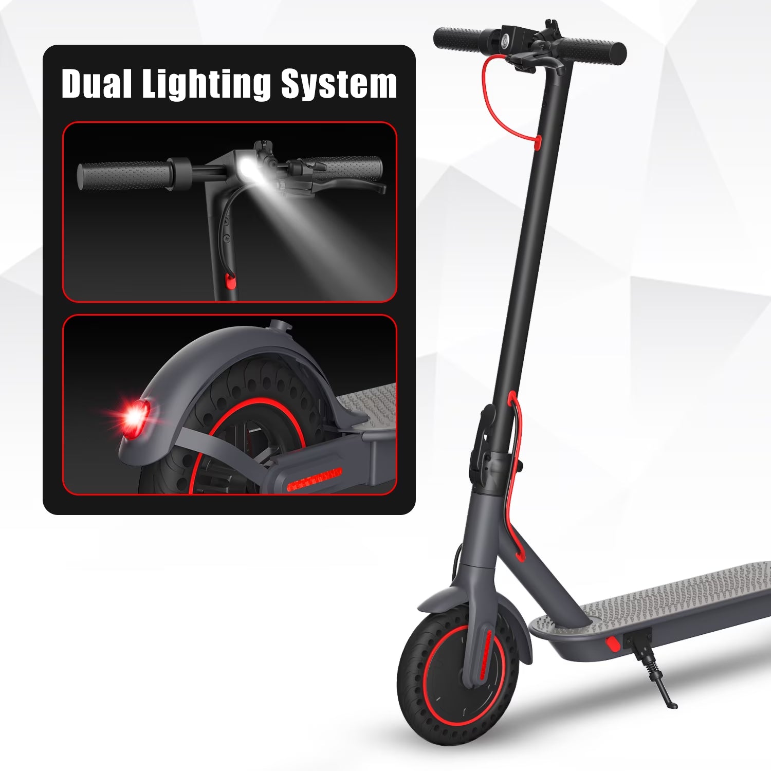 OBX 350W Electric Scooter for Adults, 18MPH & 12-16 Miles Range, 8.5" Solid Tires, Foldable Commuting E-Scooter with APP Control & Brake System