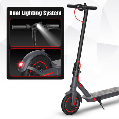 OBX 350W Electric Scooter for Adults, 18MPH & 12-16 Miles Range, 8.5" Solid Tires, Foldable Commuting E-Scooter with APP Control & Brake System